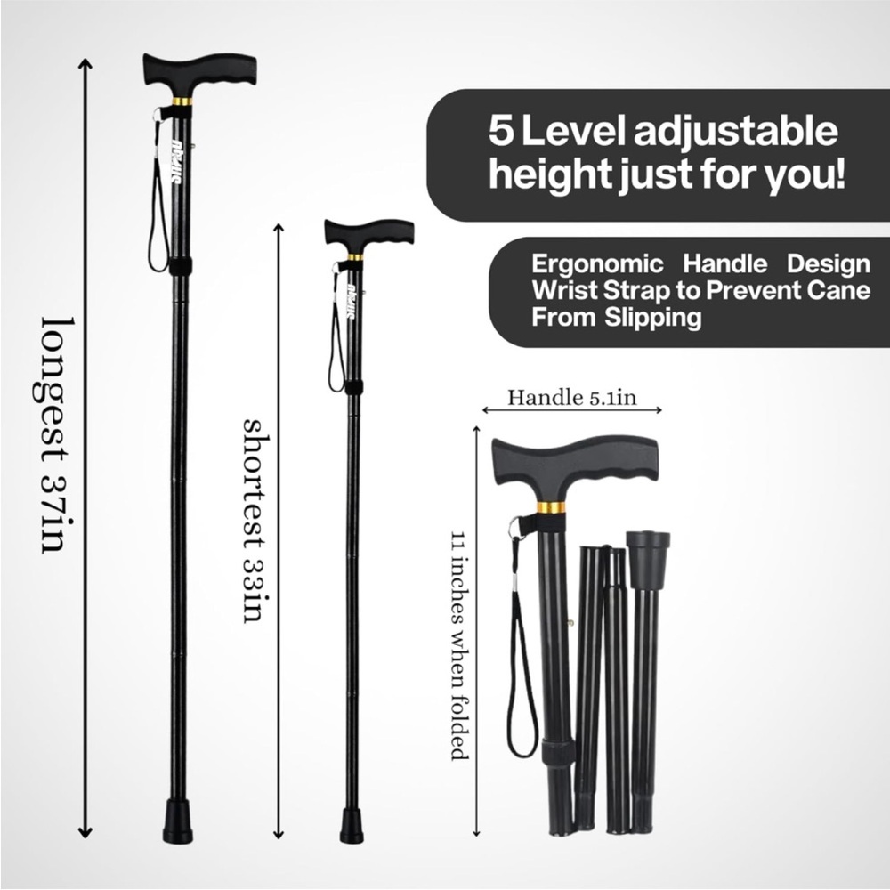 Adjustable/foldable cane